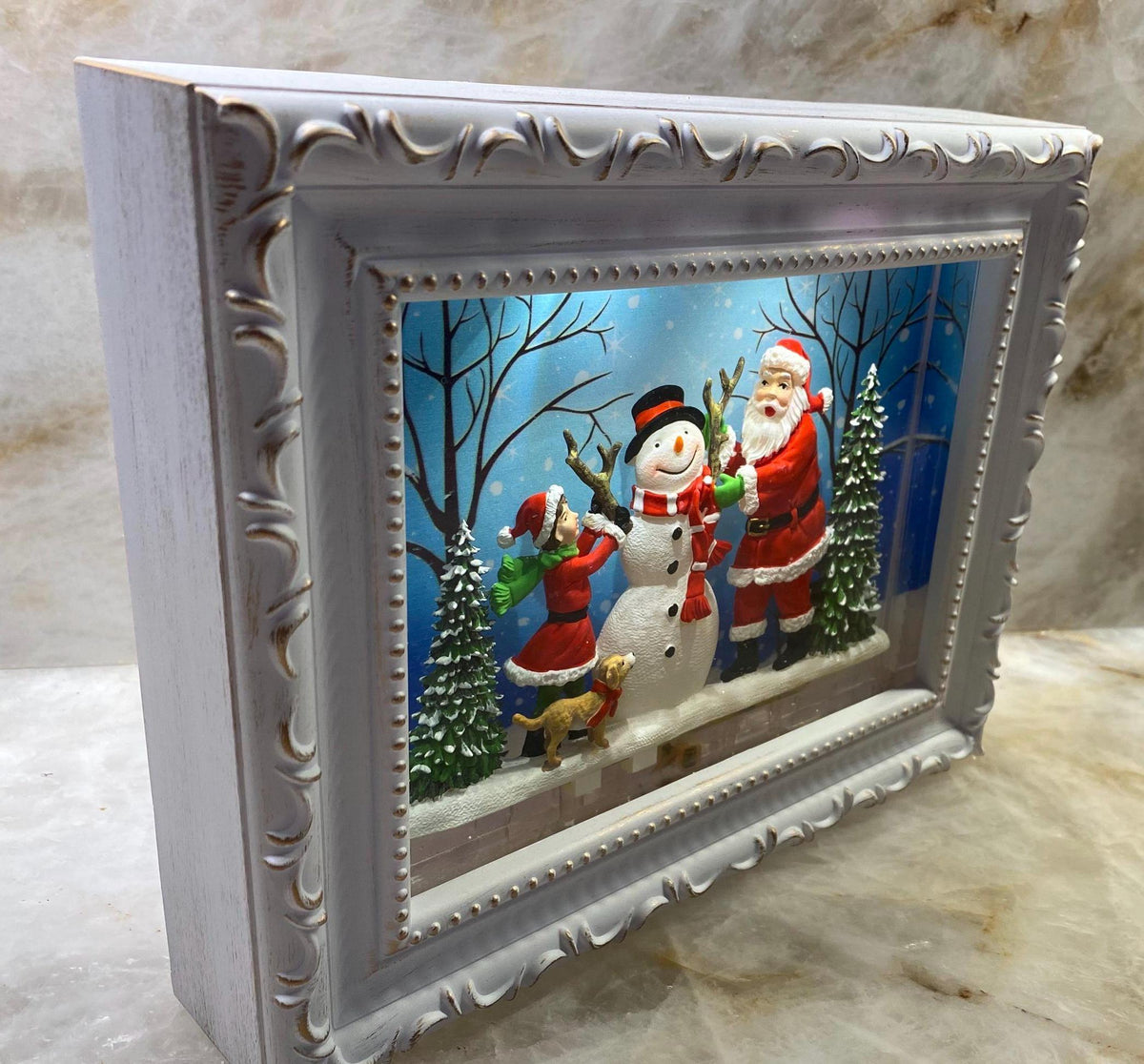 Winter Snow Globe, Snowman Santa Farmhouse Wreath Sign, Snowglobe