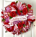 Elegant Valentine Wreath: Rose Decor, Romantic Gift