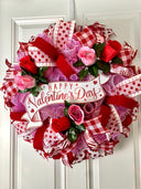 Elegant Valentine Wreath: Rose Decor, Romantic Gift