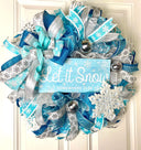 Teal & Silver Snowflake Winter Wreath: Elegant Christmas Door Decor