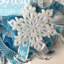Teal & Silver Snowflake Winter Wreath: Elegant Christmas Door Decor