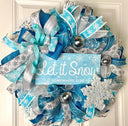 Teal & Silver Snowflake Winter Wreath: Elegant Christmas Door Decor