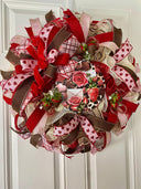 Chocolate Valentine Wreath with Faux Chocolate Strawberry Accents