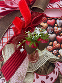 Chocolate Valentine Wreath with Faux Chocolate Strawberry Accents