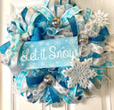 Teal & Silver Snowflake Winter Wreath: Elegant Christmas Door Decor