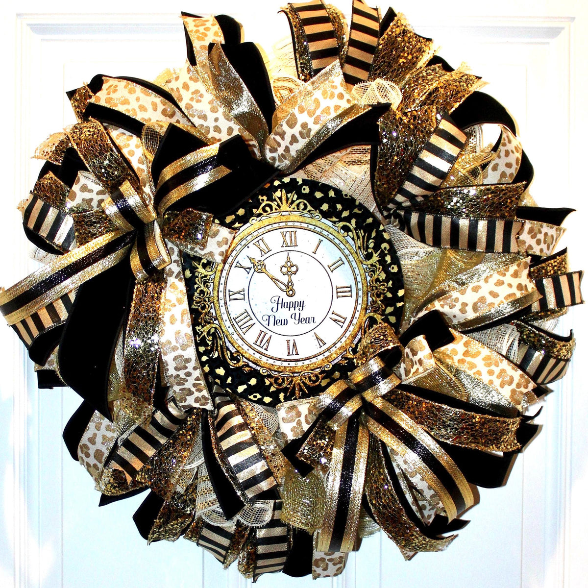 Elegant New Years Wreath, Happy New Year Party Decor, Wreath for front door, New Years Party Decor, Double Door