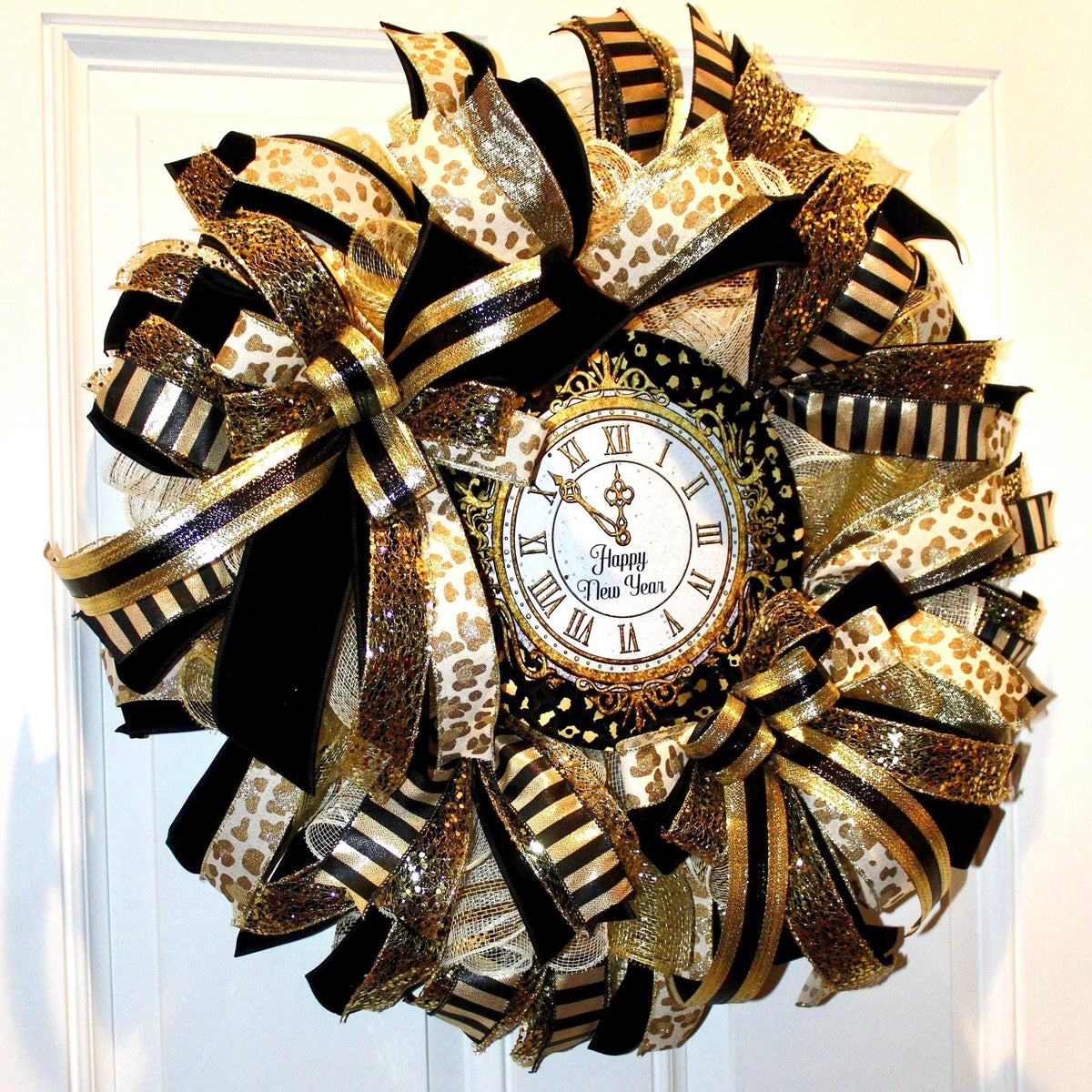 Elegant New Years Wreath, Happy New Year Party Decor, Wreath for front door, New Years Party Decor, Double Door