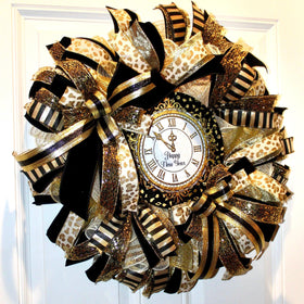 Elegant New Years Wreath, Happy New Year Party Decor, Wreath for front door, New Years Party Decor, Double Door