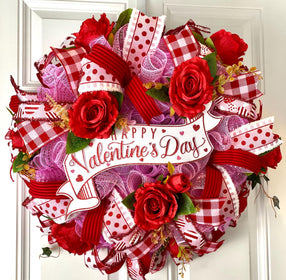 Elegant Valentine Wreath: Rose Decor, Romantic Gift