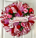 Elegant Valentine Wreath: Rose Decor, Romantic Gift