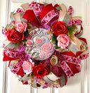 Custom Valentine Wreath -Winter Home Decor- Pink, Red, Magenta Roses