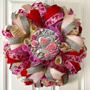 Custom Valentine Wreath -Winter Home Decor- Pink, Red, Magenta Roses