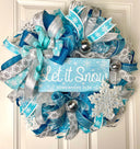 Teal & Silver Snowflake Winter Wreath: Elegant Christmas Door Decor
