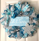Teal & Silver Snowflake Winter Wreath: Elegant Christmas Door Decor