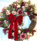 Burgundy Floral Wreath: Pink Rose & Berry Front Door Decor