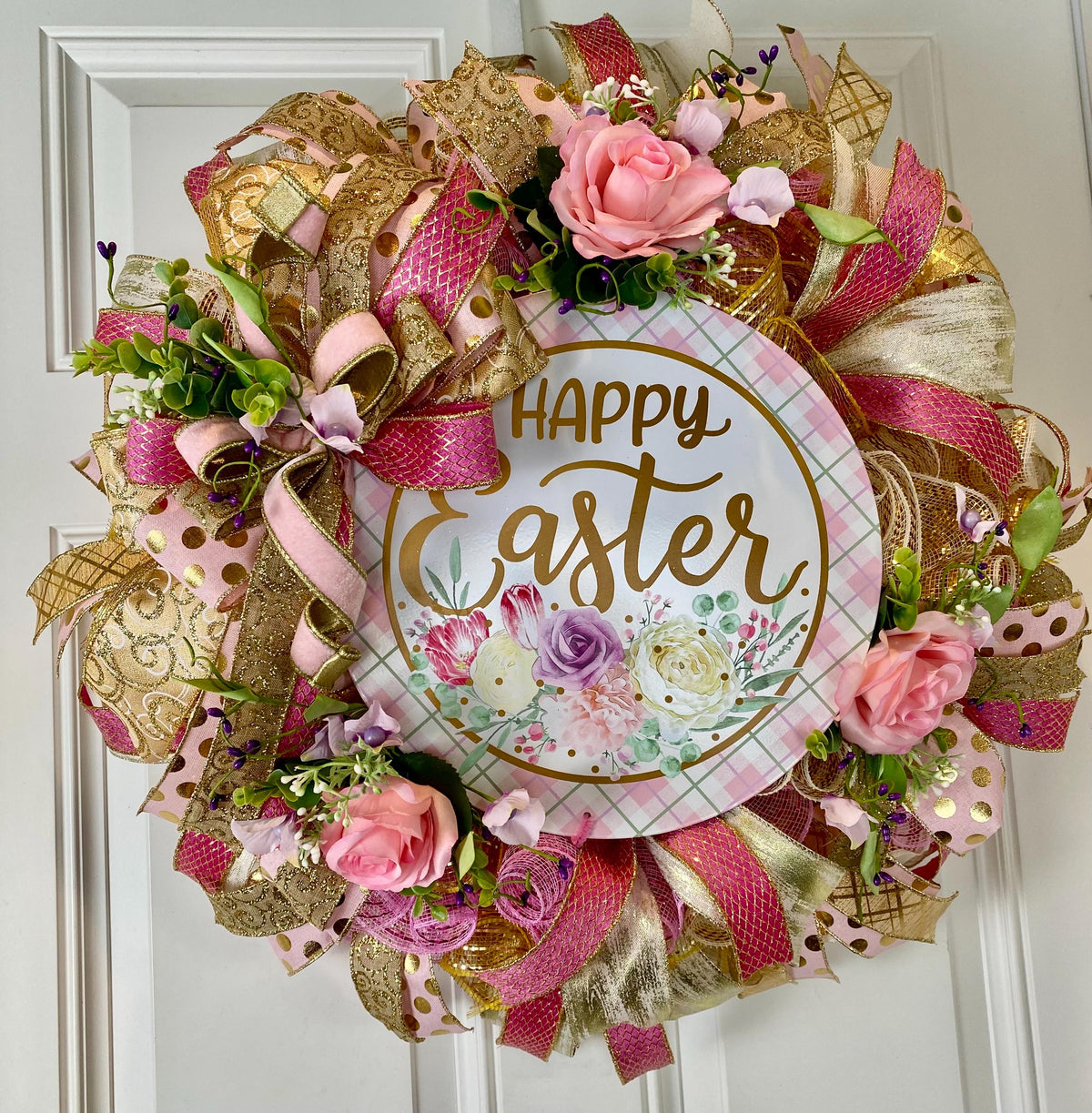 Elegant Easter Wreath, Spring Floral Decor for front door