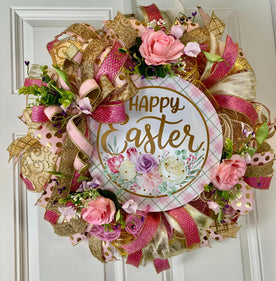 Elegant Easter Wreath, Spring Floral Decor for front door