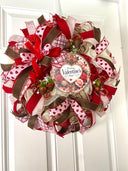 Chocolate Valentine Wreath with Faux Chocolate Strawberry Accents