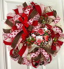 Chocolate Valentine Wreath with Faux Chocolate Strawberry Accents