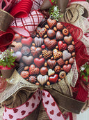 Chocolate Valentine Wreath with Faux Chocolate Strawberry Accents