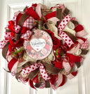 Chocolate Valentine Wreath with Faux Chocolate Strawberry Accents