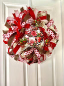 Chocolate Valentine Wreath with Faux Chocolate Strawberry Accents