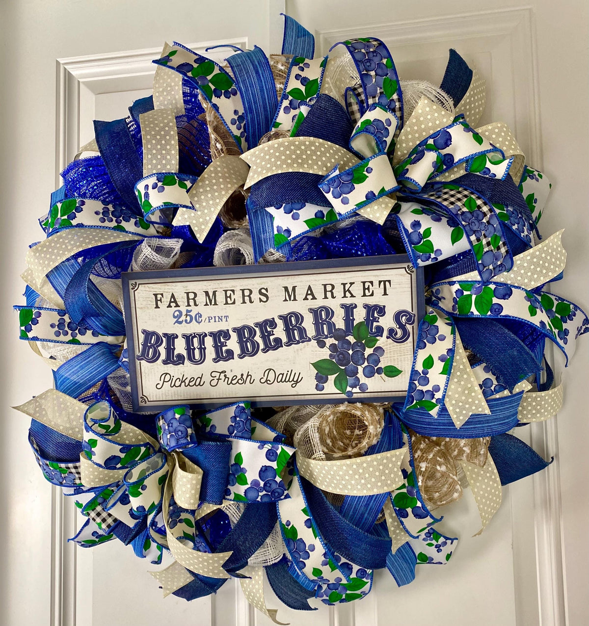 Everyday Wreath, Blueberry Farmhouse, Summer Spring, Farmhouse Wreath, Spring Wreath, Summer Deco Mesh, color options available