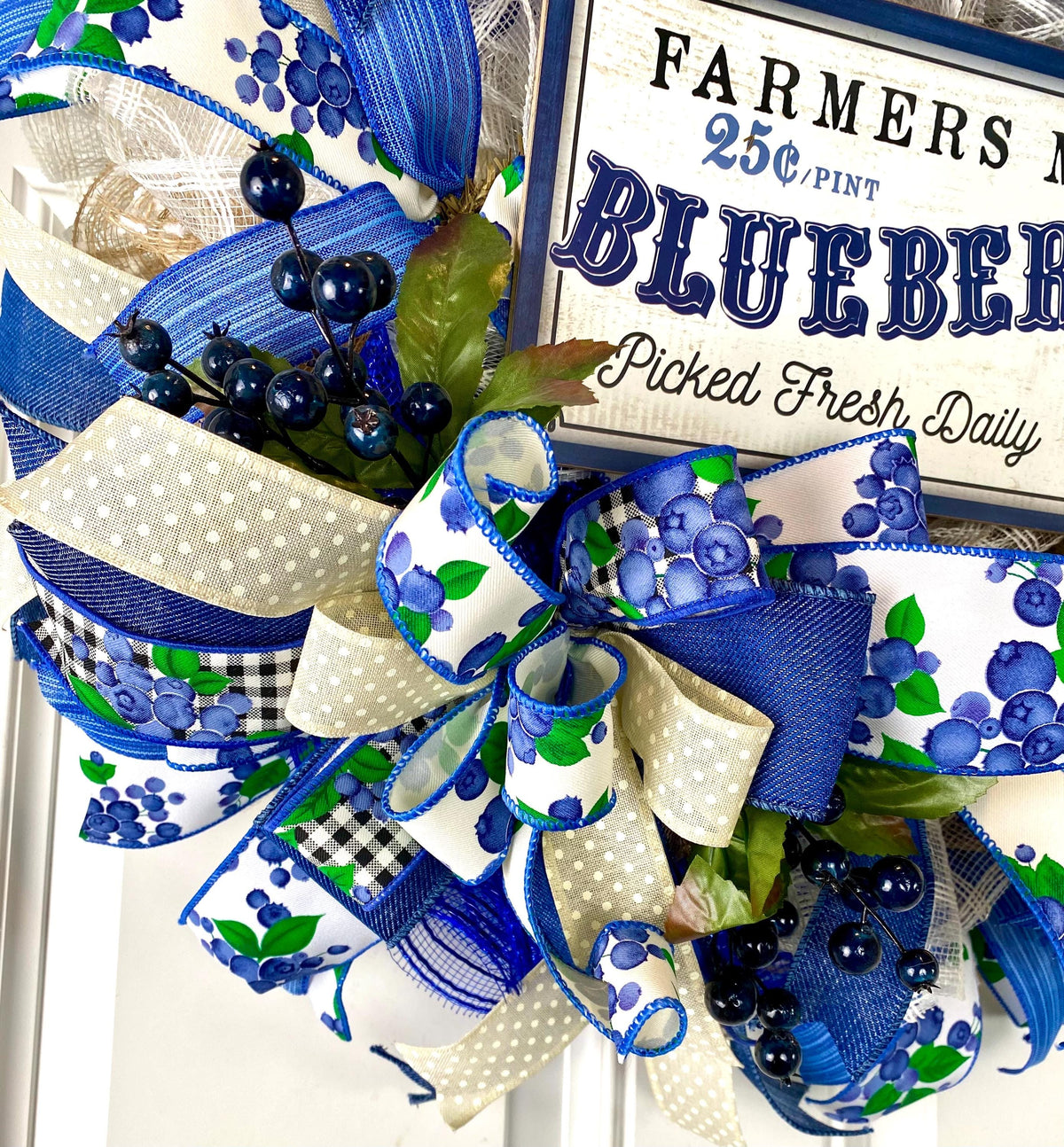 Everyday Wreath, Blueberry Farmhouse, Summer Spring, Farmhouse Wreath, Spring Wreath, Summer Deco Mesh, color options available