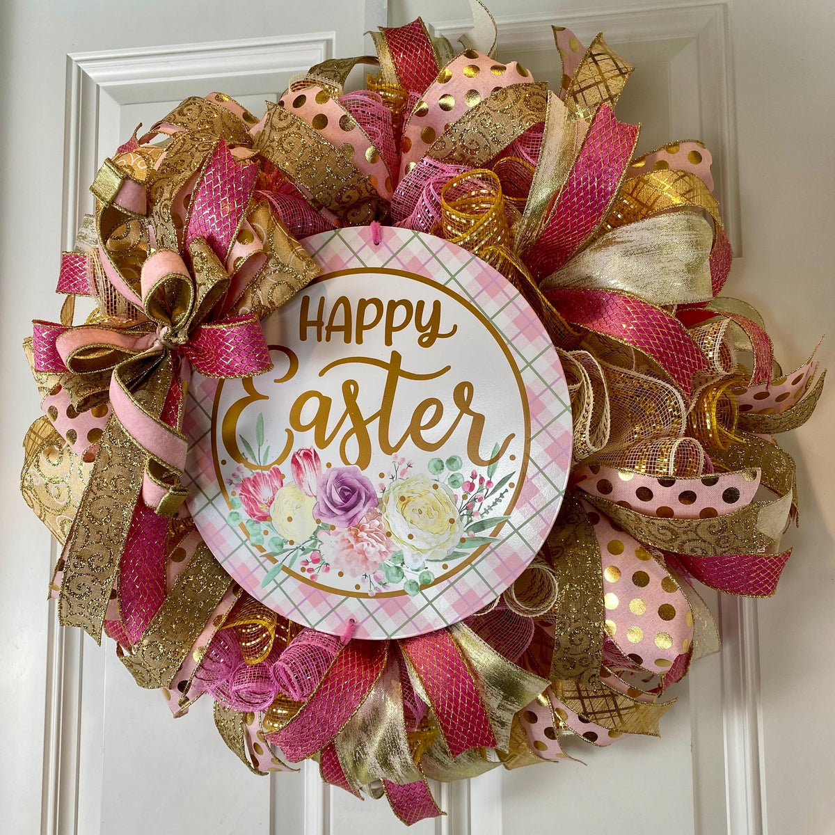 Elegant Easter Wreath, Spring Floral Decor for front door