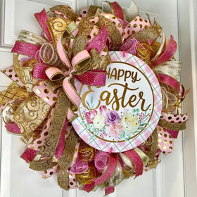 Elegant Easter Wreath, Spring Floral Decor for front door