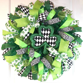 Harlequin Shamrock Wreath for St Patrick’s Day