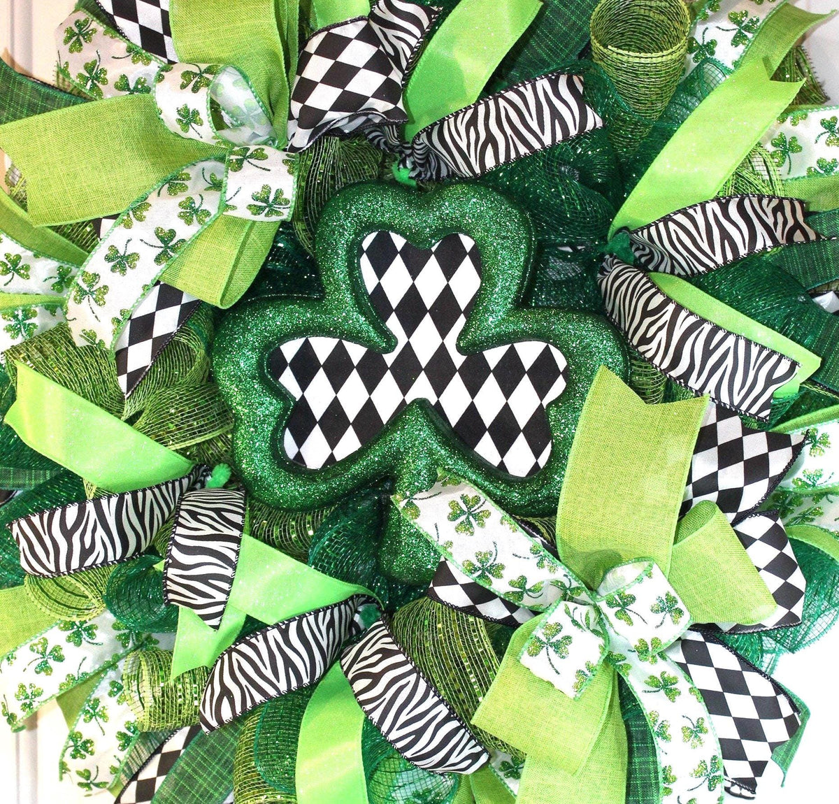 Harlequin Shamrock Wreath for St Patrick’s Day