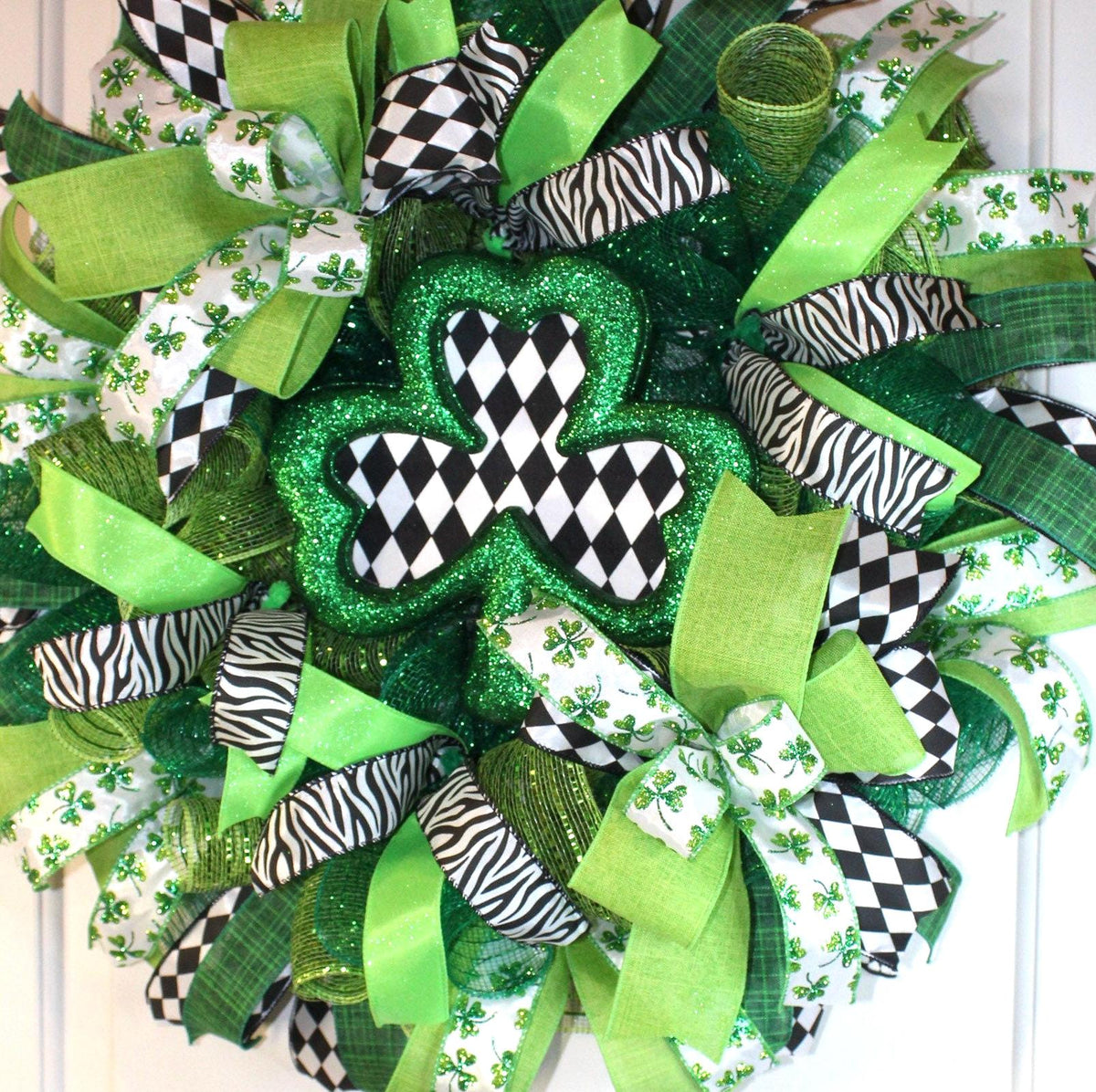 Harlequin Shamrock Wreath for St Patrick’s Day