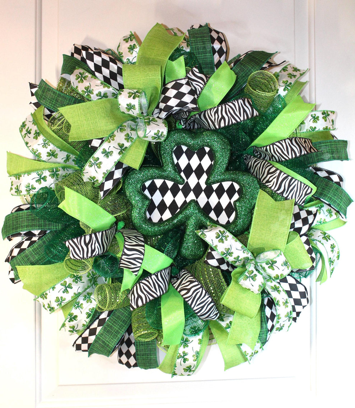 Harlequin Shamrock Wreath for St Patrick’s Day