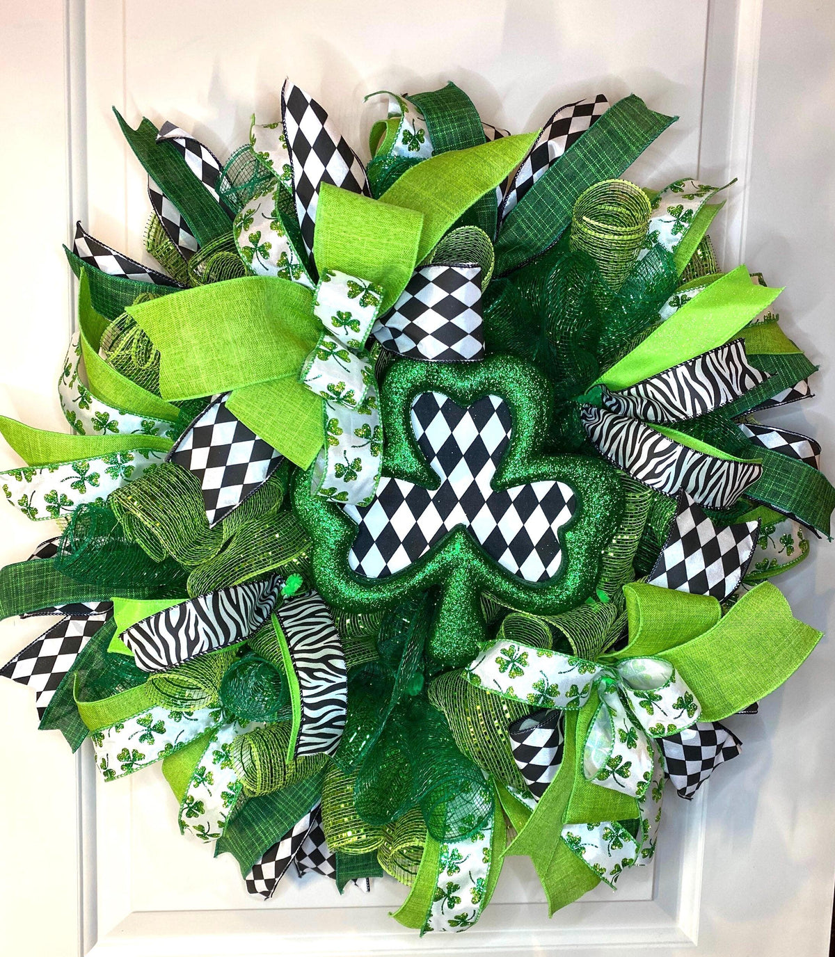 Harlequin Shamrock Wreath for St Patrick’s Day