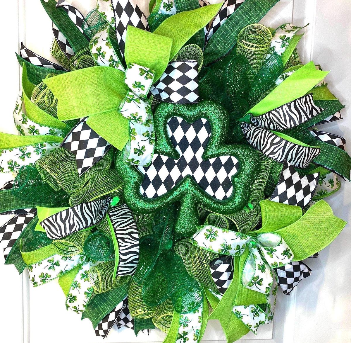 Harlequin Shamrock Wreath for St Patrick’s Day