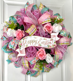 Happy Easter Spring Wreath, Spring Floral