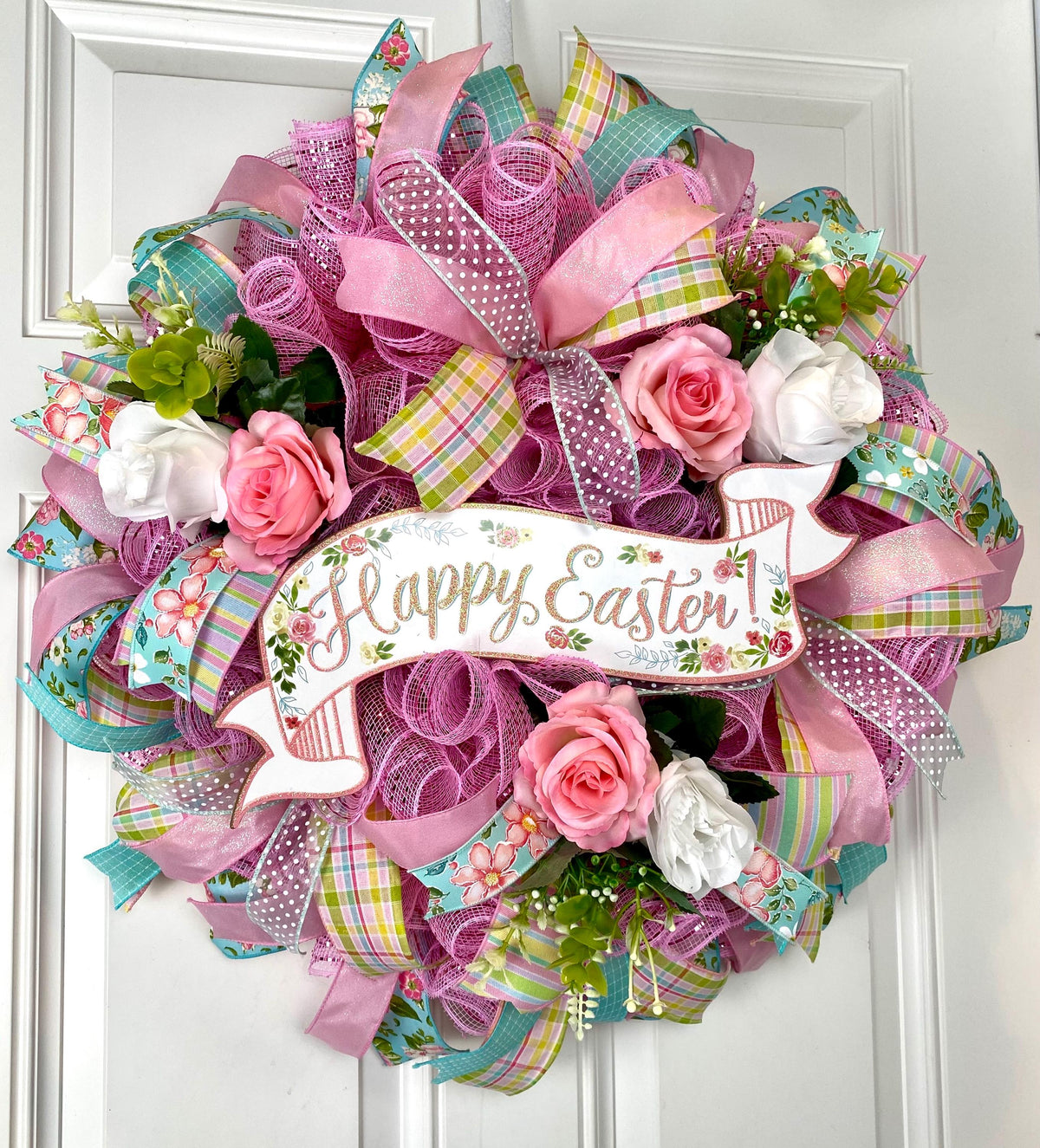 Happy Easter Spring Wreath, Spring Floral