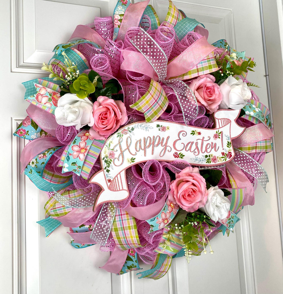 Happy Easter Spring Wreath, Spring Floral