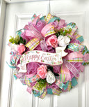Happy Easter Spring Wreath, Spring Floral