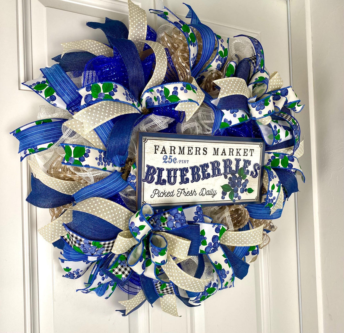 Everyday Wreath, Blueberry Farmhouse, Summer Spring, Farmhouse Wreath, Spring Wreath, Summer Deco Mesh, color options available