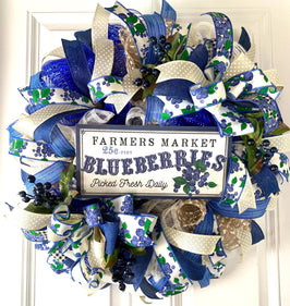Everyday Wreath, Blueberry Farmhouse, Summer Spring, Farmhouse Wreath, Spring Wreath, Summer Deco Mesh, color options available