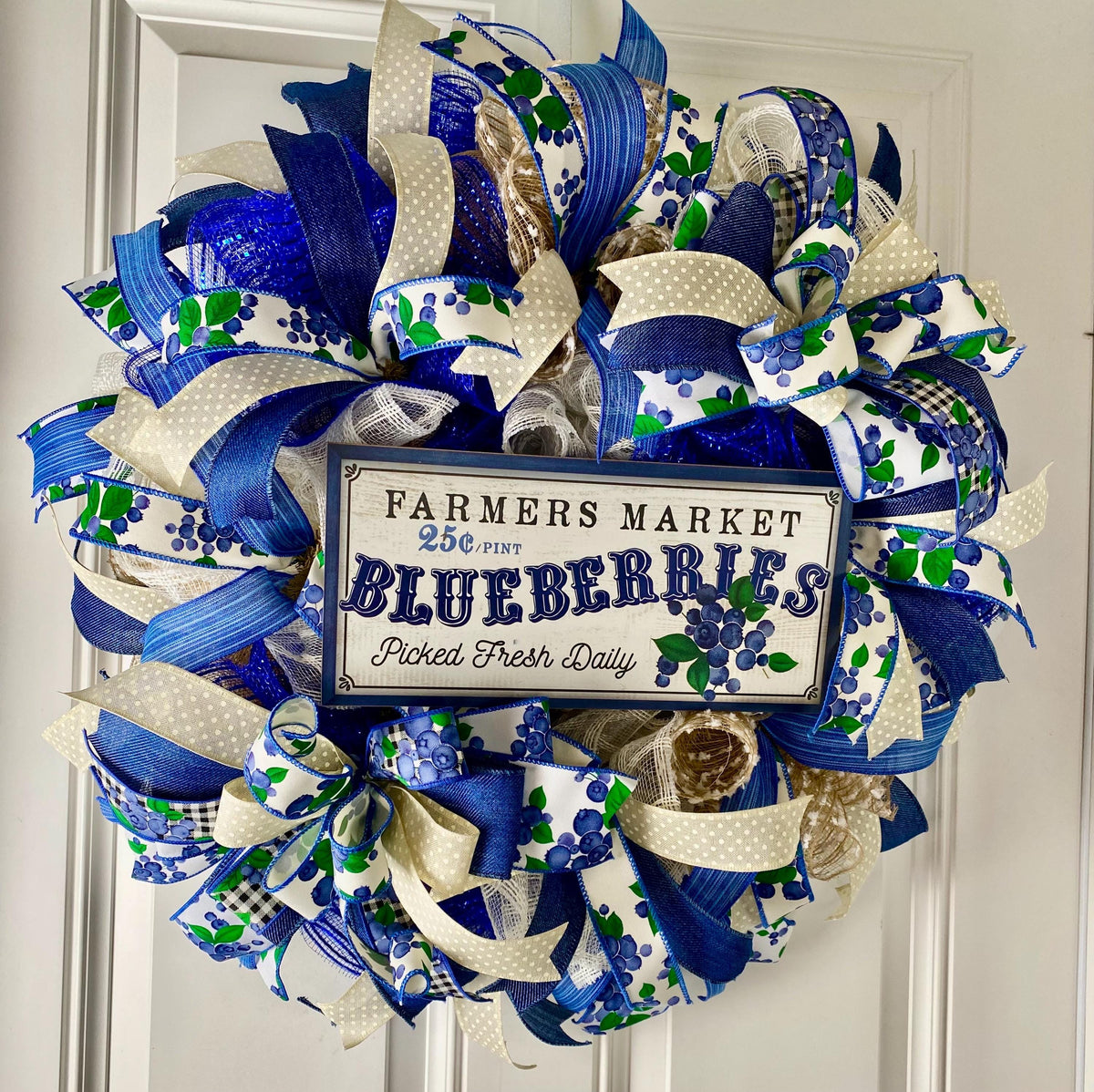 Everyday Wreath, Blueberry Farmhouse, Summer Spring, Farmhouse Wreath, Spring Wreath, Summer Deco Mesh, color options available