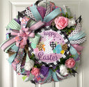 Happy Easter Spring Wreath, Bunny Spring Floral