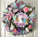 Happy Easter Spring Wreath, Bunny Spring Floral
