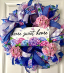 Hydrangea Farmhouse Wreath: Spring Summer Deco Mesh, Color Options