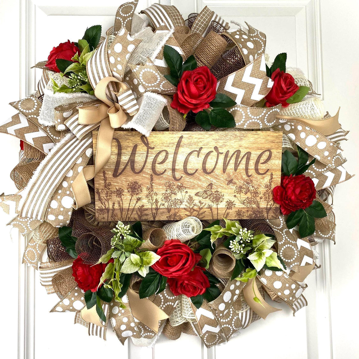 Everyday Wreath Front Door, Rose Wreath, Farmhouse Wreath for Every Season, Spring Wreath, Summer Deco Mesh, color options available