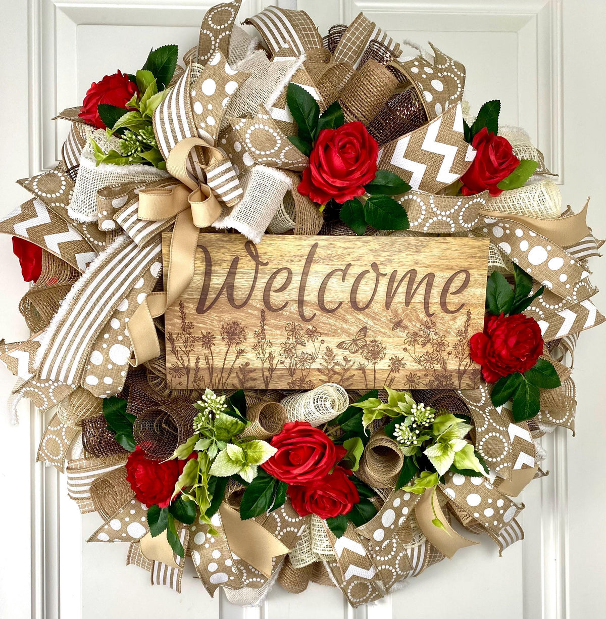 Everyday Wreath Front Door, Rose Wreath, Farmhouse Wreath for Every Season, Spring Wreath, Summer Deco Mesh, color options available