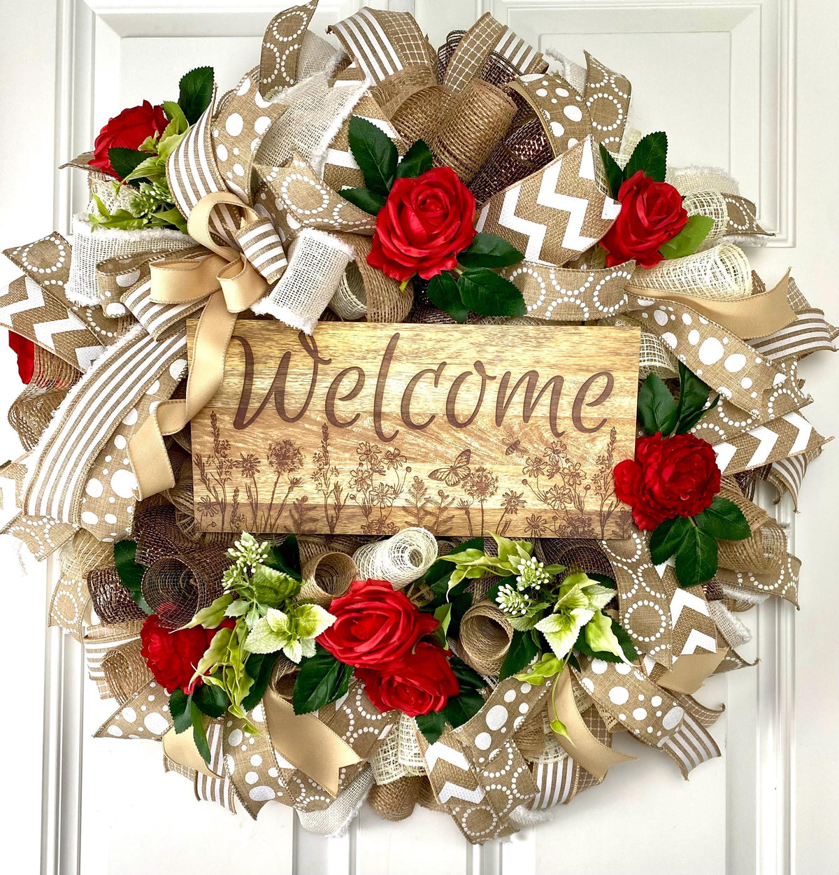 Everyday Wreath Front Door, Rose Wreath, Farmhouse Wreath for Every Season, Spring Wreath, Summer Deco Mesh, color options available