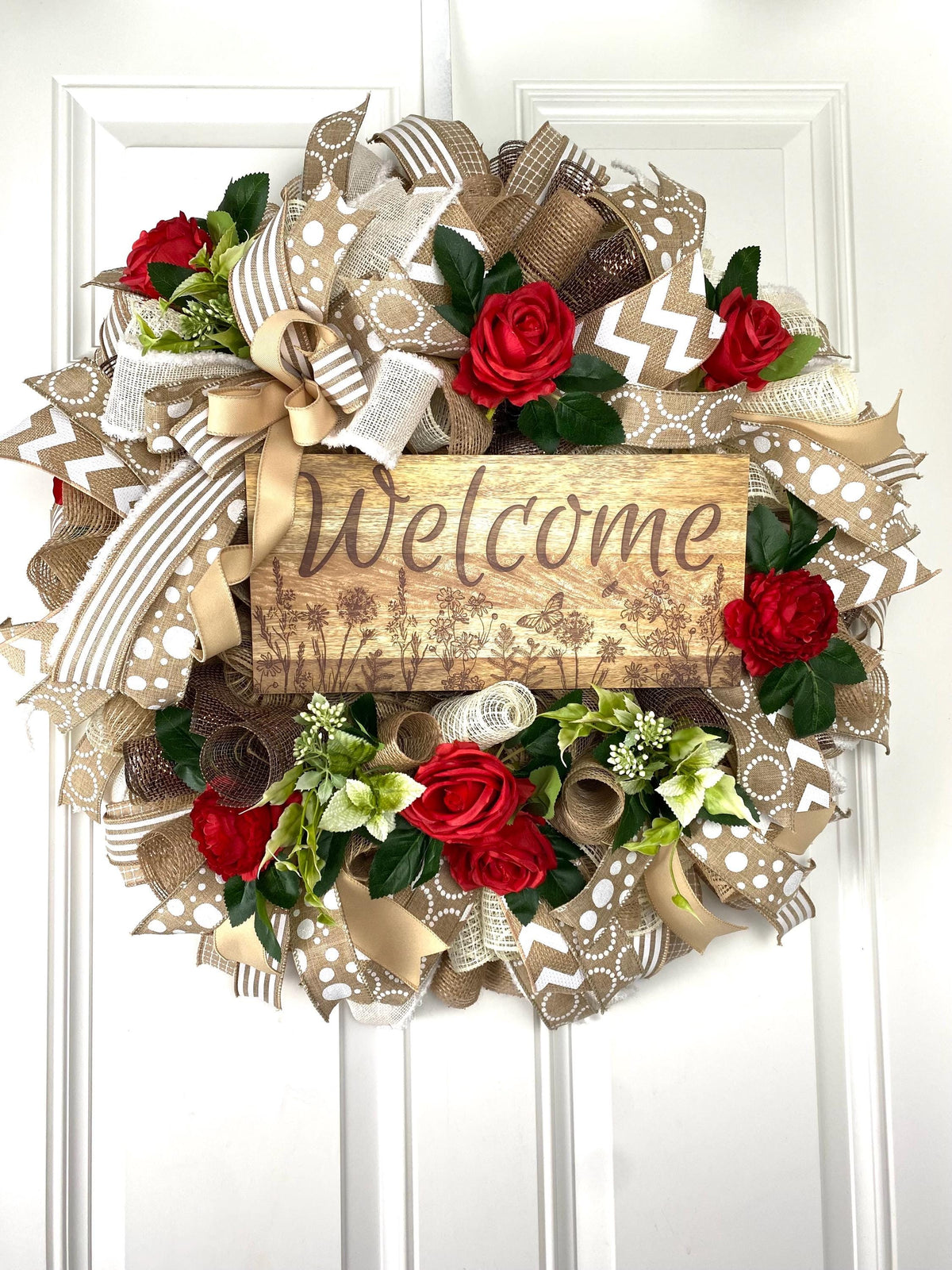 Everyday Wreath Front Door, Rose Wreath, Farmhouse Wreath for Every Season, Spring Wreath, Summer Deco Mesh, color options available